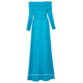 Kate Kasin Sexy Womens Maternité Long Sleeve Off Shoulder Long Maxi Sky Blue Maternité Robe KK000677-2